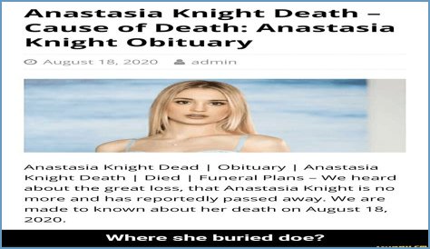 Is Anastasia Knight dead? Obituary, Cause of Death & Details